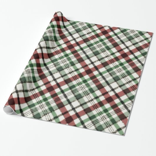Trendy kerstcadeau in Red Green en Sparkle Cadeaupapier (Uitgerold)