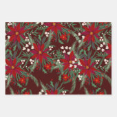 Trendy kerstflorale illustraties 4 foto inpakpapier vel (Voorkant)