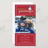 Trendy kerstfoto kaart van pinguïnfamilie (Voorkant / Achterkant)