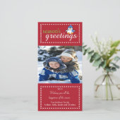 Trendy kerstfoto kaart van pinguïnfamilie (Staand voorkant)