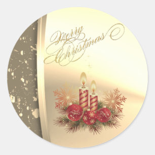 Trendy Kerstkaarsen, Ballen, Dennen, Nepgoud Ronde Sticker