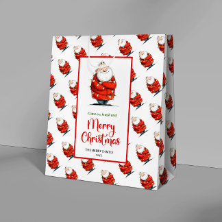 Trendy Kerstman cadeautas bewerkbare feestelijke c