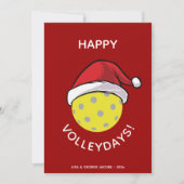 Trendy Kerstman Hoed Pickleball Rood Kerst Foto Feestdagenkaart (Voorkant)