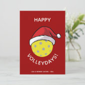 Trendy Kerstman Hoed Pickleball Rood Kerst Foto Feestdagenkaart (Staand voorkant)