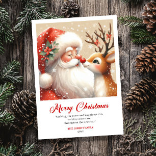 Trendy Kerstman Rudolph Cartoon Kerstkaart
