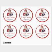 Trendy Kerstman Script Lettertype Vakantieticker Ronde Sticker (Vel)