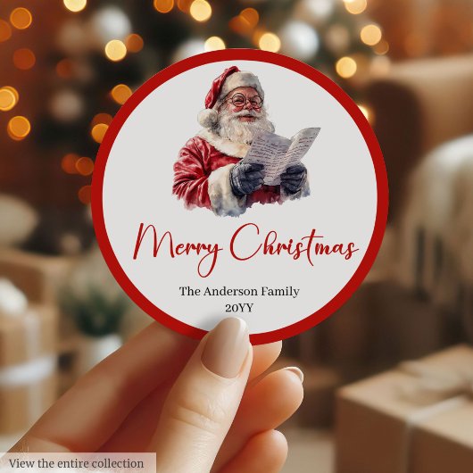 Trendy Kerstman Script Lettertype Vakantieticker Ronde Sticker