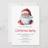Trendy Kerstman Watercolor Kinderfeest Uitnodiging (Voorkant)