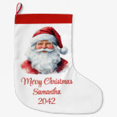 Trendy Kerstman Waterverf Kerstkous Grote Kerstsok (Voorkant)
