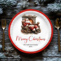 Trendy Kerstman Waterverf Vakantiebordservies  