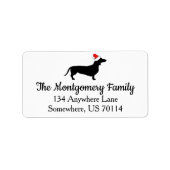 Trendy Kerstmis Dachshund en Santa Hat Etiket (Voorkant)