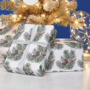 Trendy Kerstmis Dennenkegels en Takken Cadeaupapier