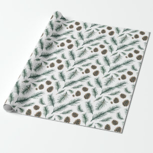 Trendy Kerstmis Dennenkegels en Takken     Cadeaupapier