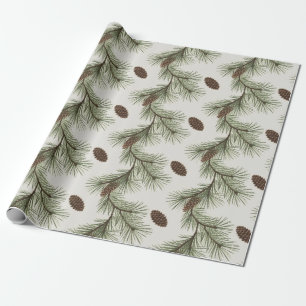 Trendy Kerstmis Dennenkegels en Takken     Cadeaupapier