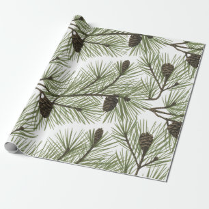 Trendy Kerstmis Dennenkegels en Takken     Cadeaupapier