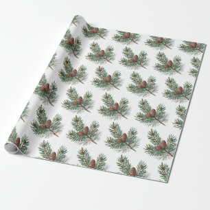 Trendy Kerstmis Dennenkegels en Takken     Cadeaupapier
