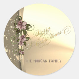 Trendy Kerstmis, Faux Gold, Poinsettia Ronde Sticker