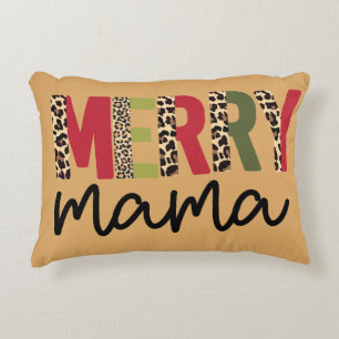 Trendy Kerstmis Kleur Blok Leopard Merry Mama Accent Kussen