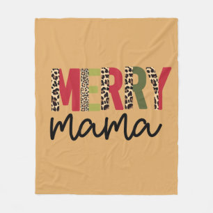 Trendy Kerstmis Kleur Blok Leopard Merry Mama Fleece Deken
