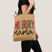Trendy Kerstmis Kleur Blok Leopard Merry Mama Tote Bag (Dichtbij)