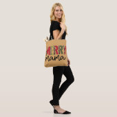 Trendy Kerstmis Kleur Blok Leopard Merry Mama Tote Bag (Op model)