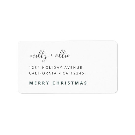 Trendy Kerstmis Modern Stijlvol Groen en Wit Etiket (Voorkant)