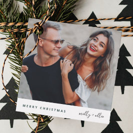 Trendy Kerstmis | Moderne, stijlvolle paarfoto Bedankjes Labels