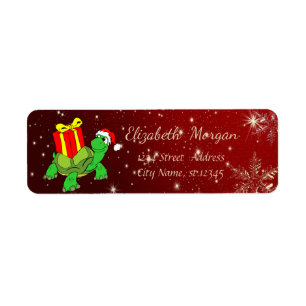 Trendy Kerstmis, Schildpad, Kerstman Hoed,Cadeau Etiket