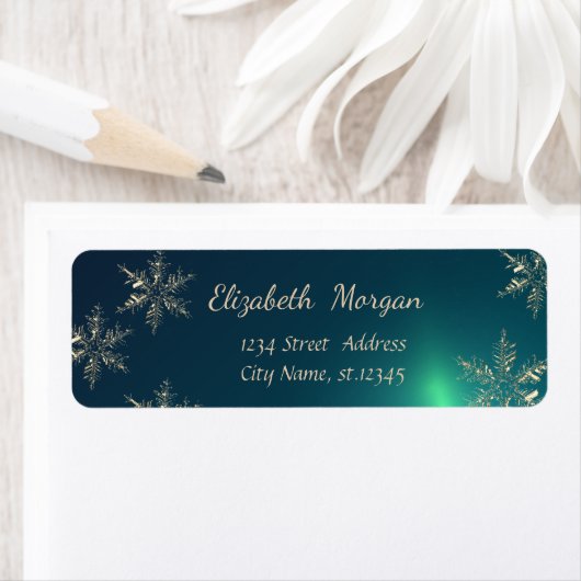 Trendy Kerstmis, Snowflakes, Groen Etiket (Insitu)