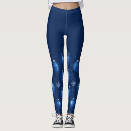 Trendy kerstnacht winterdecor op blauw leggings