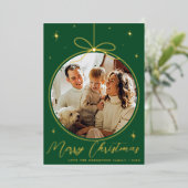 Trendy kerstornament Photo Lijst Real Folie Feestdagenkaart (Staand Voorkant)