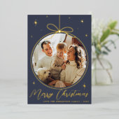 Trendy kerstornament Photo Lijst Real Folie Feestdagenkaart (Staand Voorkant)