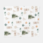Trendy kerstpatroon | WATERVERF Fleece Deken (Voorkant (Horizontaal))