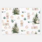 Trendy kerstpatroon | WATERVERF Inpakpapier Vel (Voorkant)