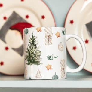 Trendy kerstpatroon   WATERVERF Koffiemok
