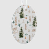 Trendy kerstpatroon | WATERVERF Ornament (voorkant)