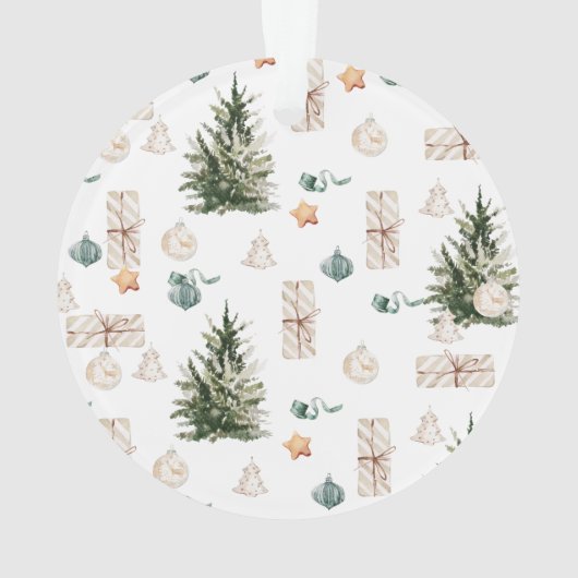 Trendy kerstpatroon | WATERVERF Ornament (achterkant)