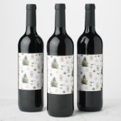 Trendy kerstpatroon | WATERVERF Wijn Etiket (Flessen)