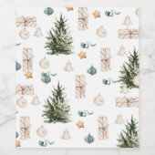 Trendy kerstpatroon | WATERVERF Wijn Etiket (Enkel label)
