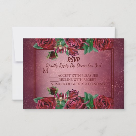 Trendy kerstroze Feestdagen feest RSVP Kaartje (Achterkant)