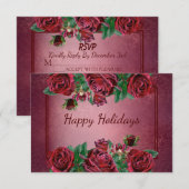 Trendy kerstroze Feestdagen feest RSVP Kaartje (Voorkant / Achterkant)