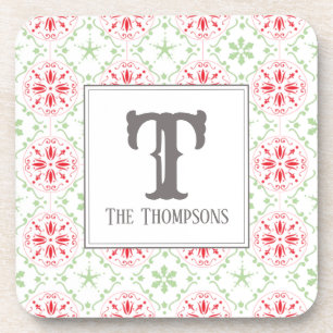 Trendy Kerstsneeuwvlokken Kerst Monogram Bier Onderzetter