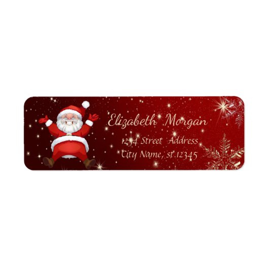 Trendy Kerstsneeuwvlokken, Kerstman Etiket (Voorkant)