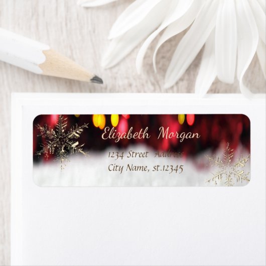 Trendy kerstsnowflakes etiket (Insitu)