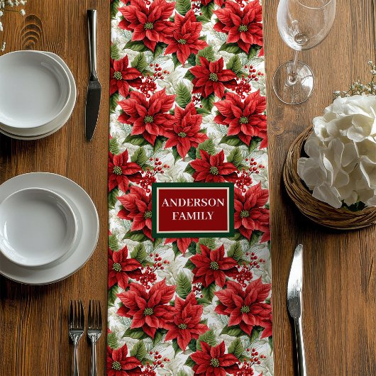 Trendy kersttafel Runner met eigen naam accent Medium Tafelloper