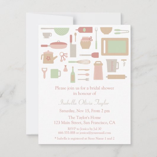 Trendy Keuken Kookgerei Bruidsfeest Kaart (Voorkant)