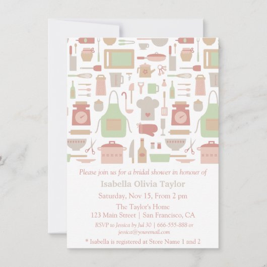 Trendy keuken kookgerei Vrijgezellenfeest Kaart (Voorkant)