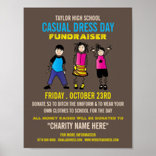 Trendy Kinder, Casual Dress Day Fundraiser Advert Poster