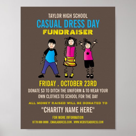 Trendy Kinder, Casual Dress Day Fundraiser Advert Poster (Voorkant)