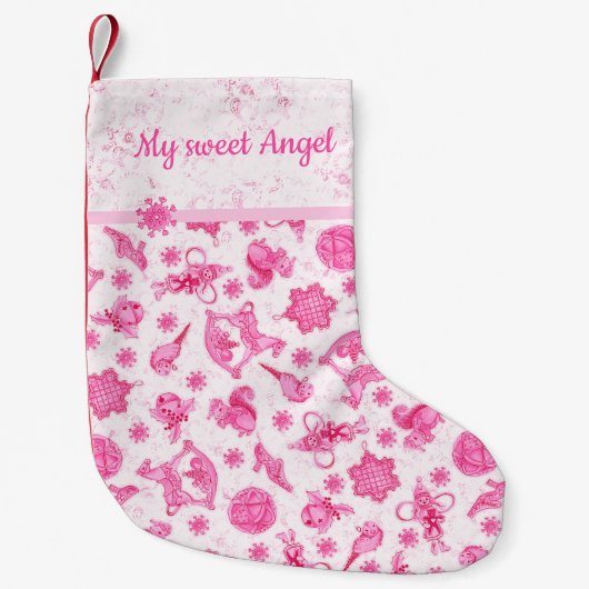 Trendy Kinder 'Schattigee roze dikteachtige kerstv Kleine Kerstsok (Voorkant)